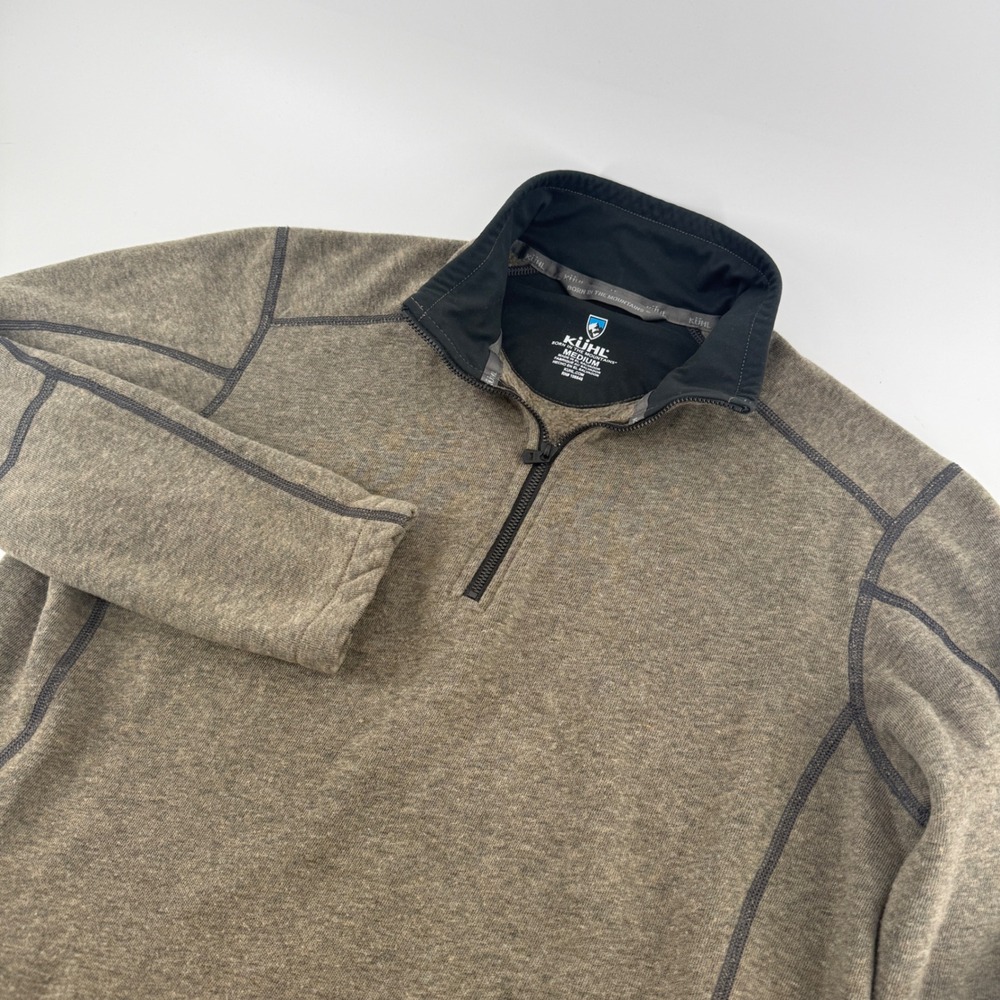 Kuhl Revel 1/4 Zip Pullover Sweater Mens Medium Olive Green Fleece Performance
